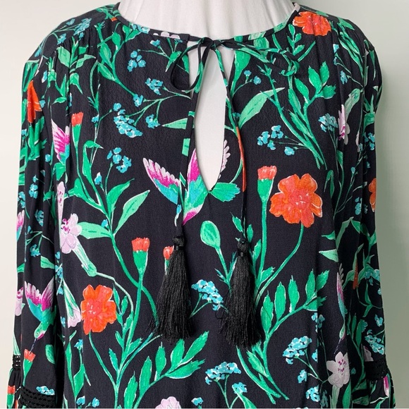 Kate Spade Women's Jardin Crepe Floral Hummingbird Romper Size 12 - Picture 4 of 15